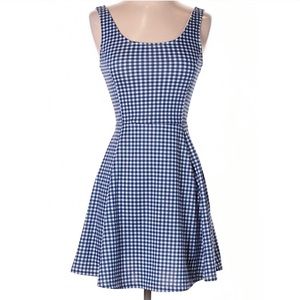 H&M Divided Dorothy Blue Gingham Skater Dress 6